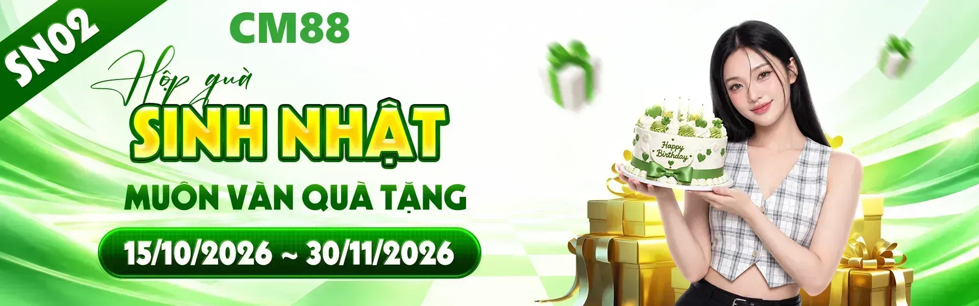 2. Mừng ngày đặc biệt của CM88, hội viên có thể khám phá hàng loạt quà tặng và phần thưởng hấp dẫn. Nhanh tay tạo tài khoản để cập nhật chương trình.
